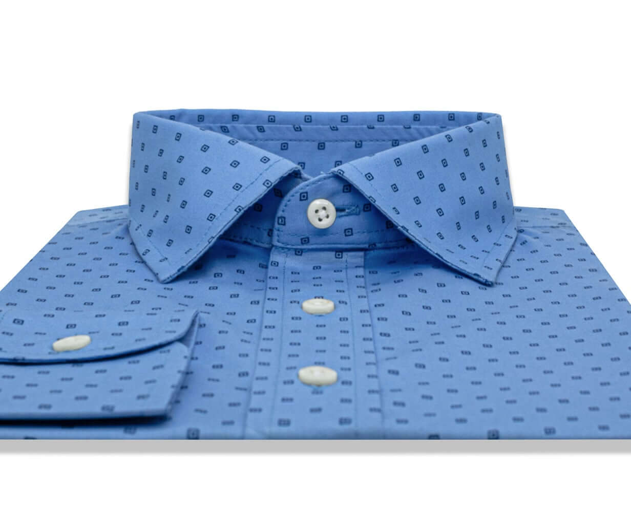 Custom Tailored Blue Juniper Square Dress Shirt | Measured From Your Phone | Customizable Styles & Monogram, Made To Measure | Perfect Fit Guarantee |